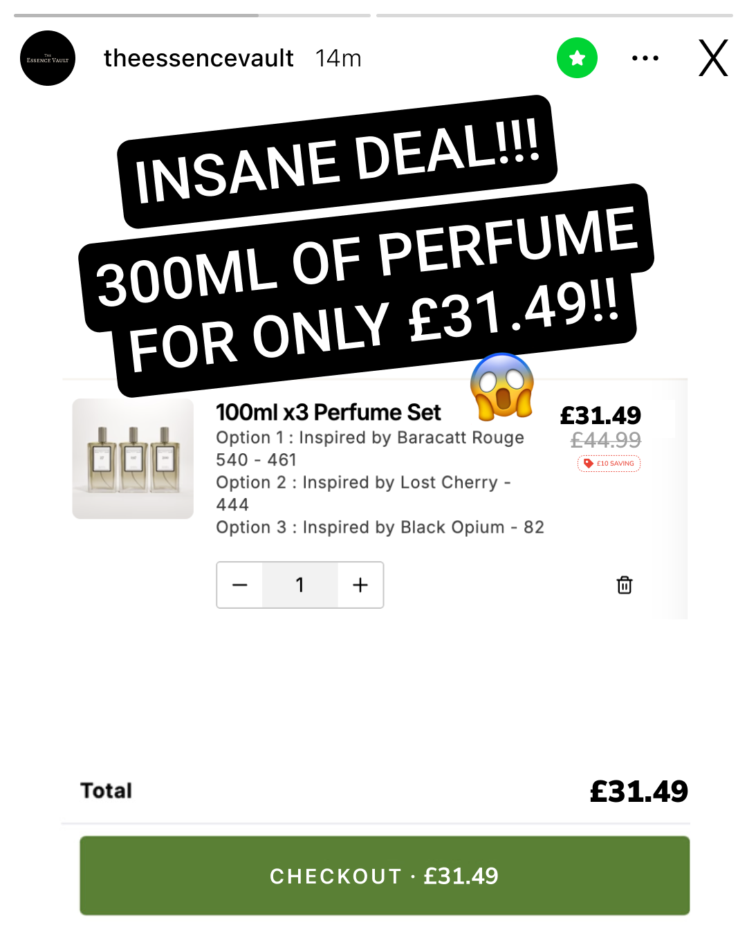 The Essence Vault Facebook ad