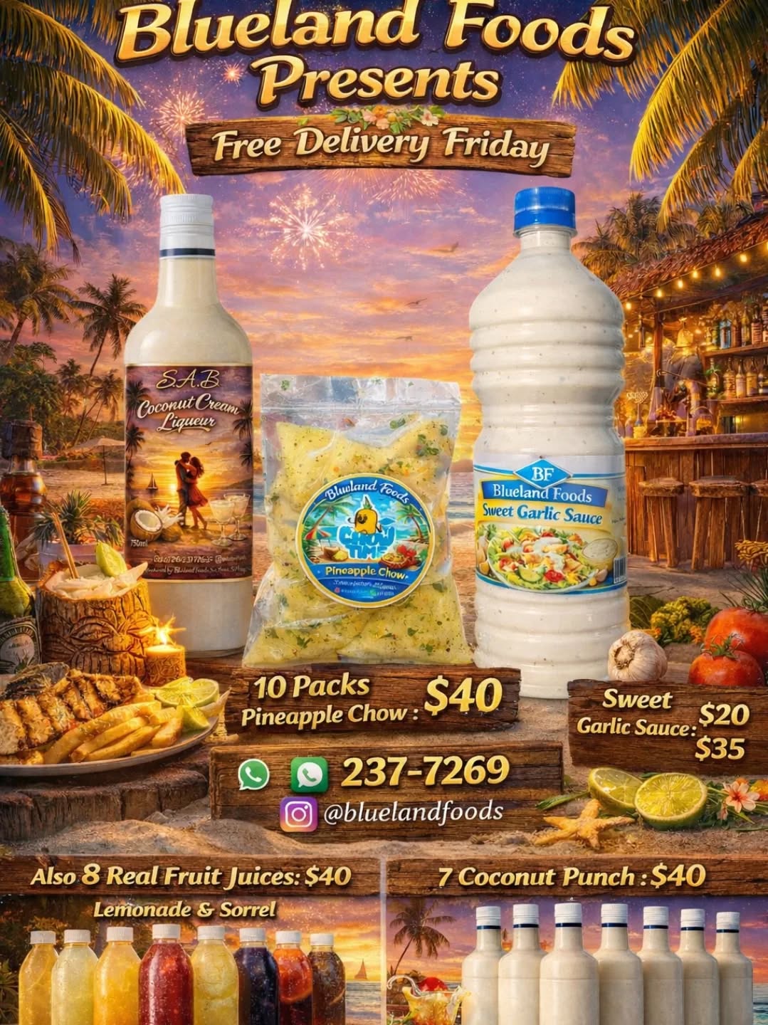 bluelandfoods Facebook ad: Taste the island vibes with Blueland Foods