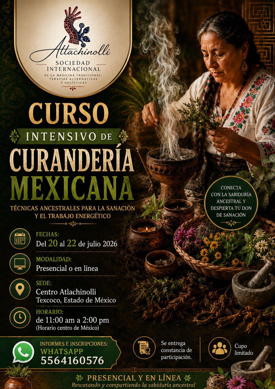 Centro Atlachinolli Texcoco Facebook ad: CURSO INTENSIVO DE CURANDERIA MEXICANA