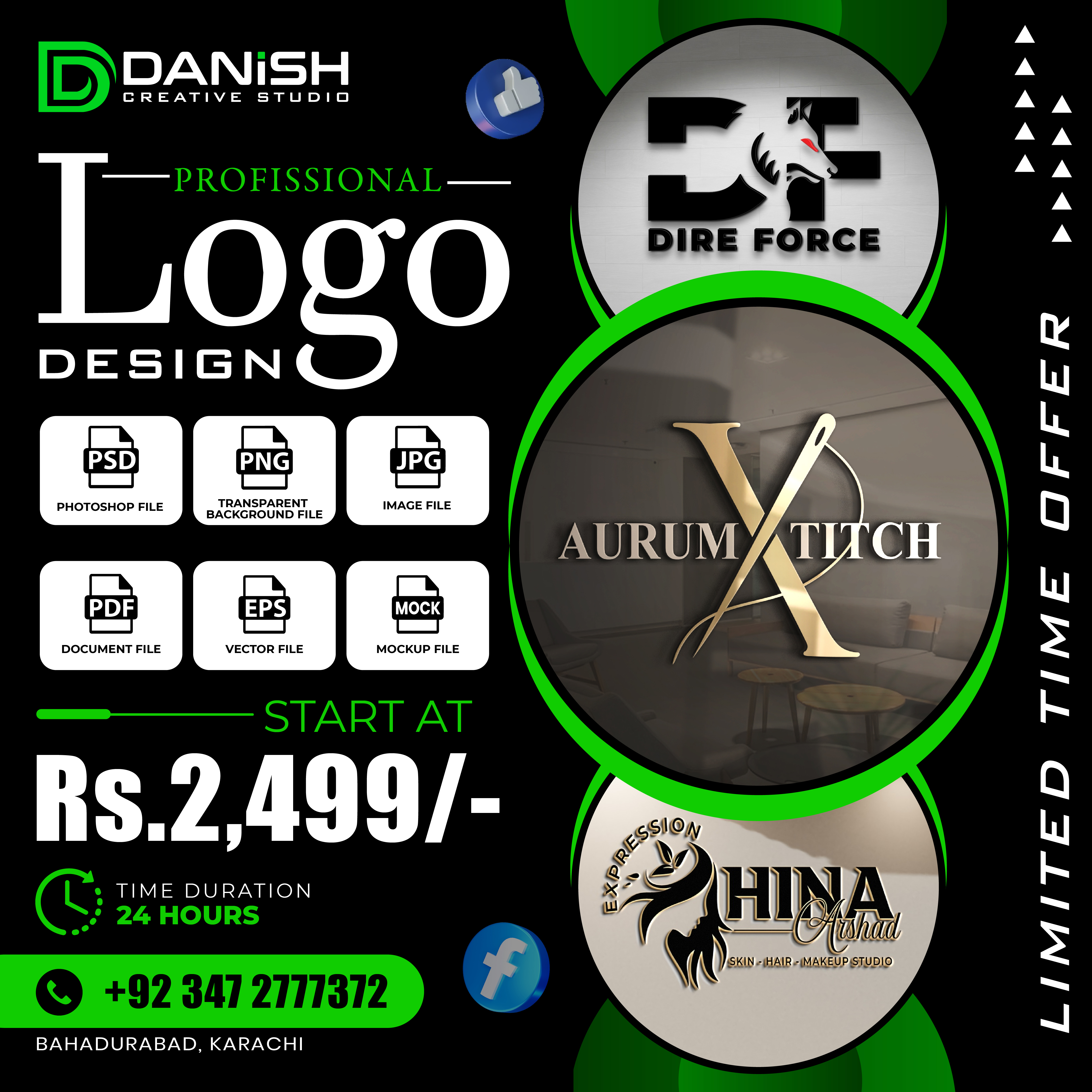 Syed Danish Shuja. Facebook ad: Professional & Unique Brand Logo, Just Rs.