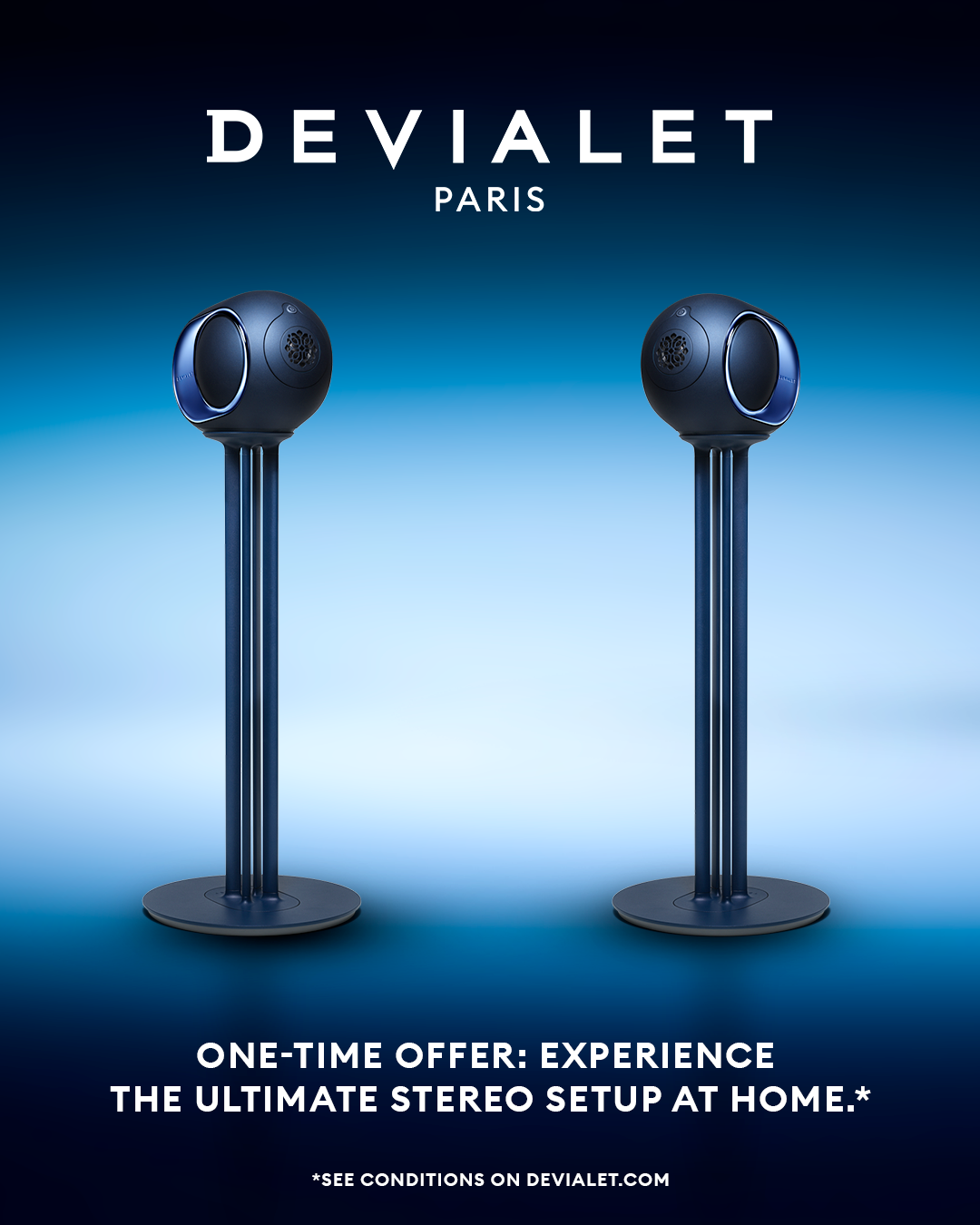Devialet Facebook ad: Full Stereo Experience. Exceptional Rate.