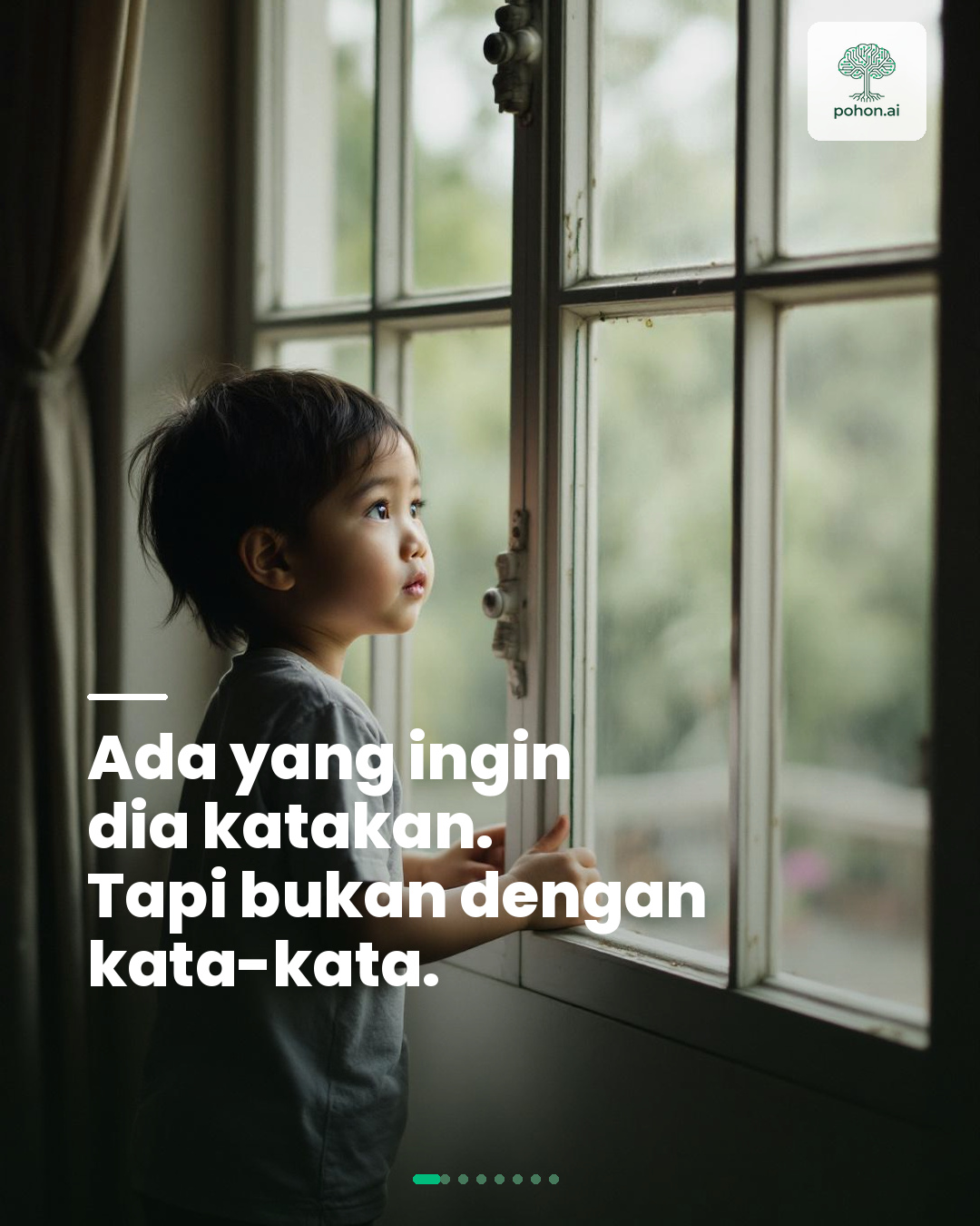 pohon.ai Facebook ad: Anak-anak jarang bilang aku butuh bantuan dengan kata-kata…