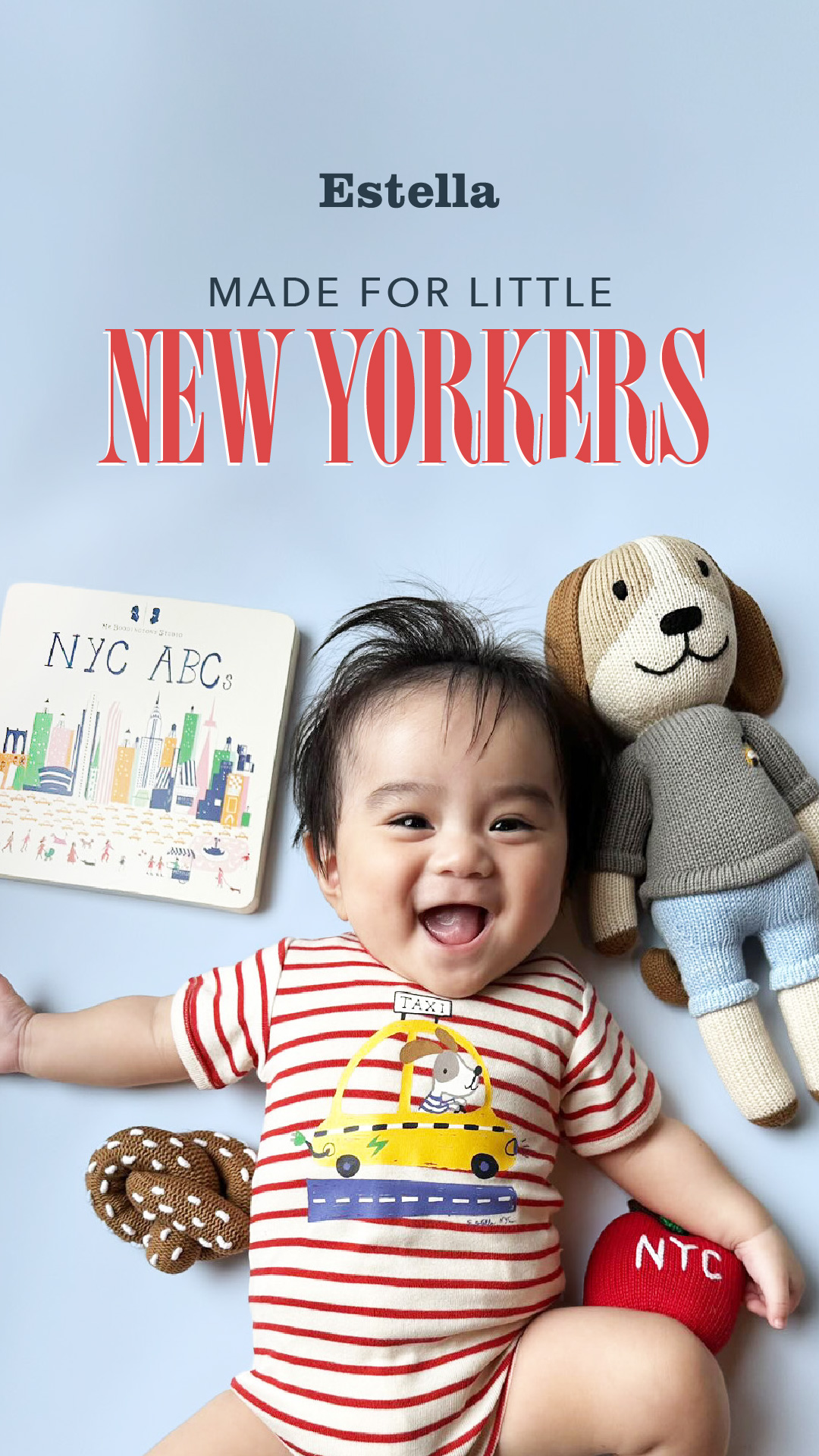 Estella Facebook ad: NYC Baby Gifts, Organic, Handmade, the City in Every Stitch