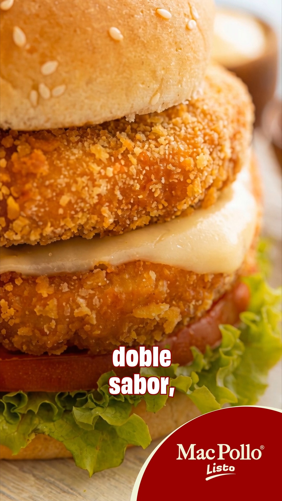 Mac Pollo Listo Facebook ad: Disfruta ahora de una deliciosa hamburguesa de pollo…