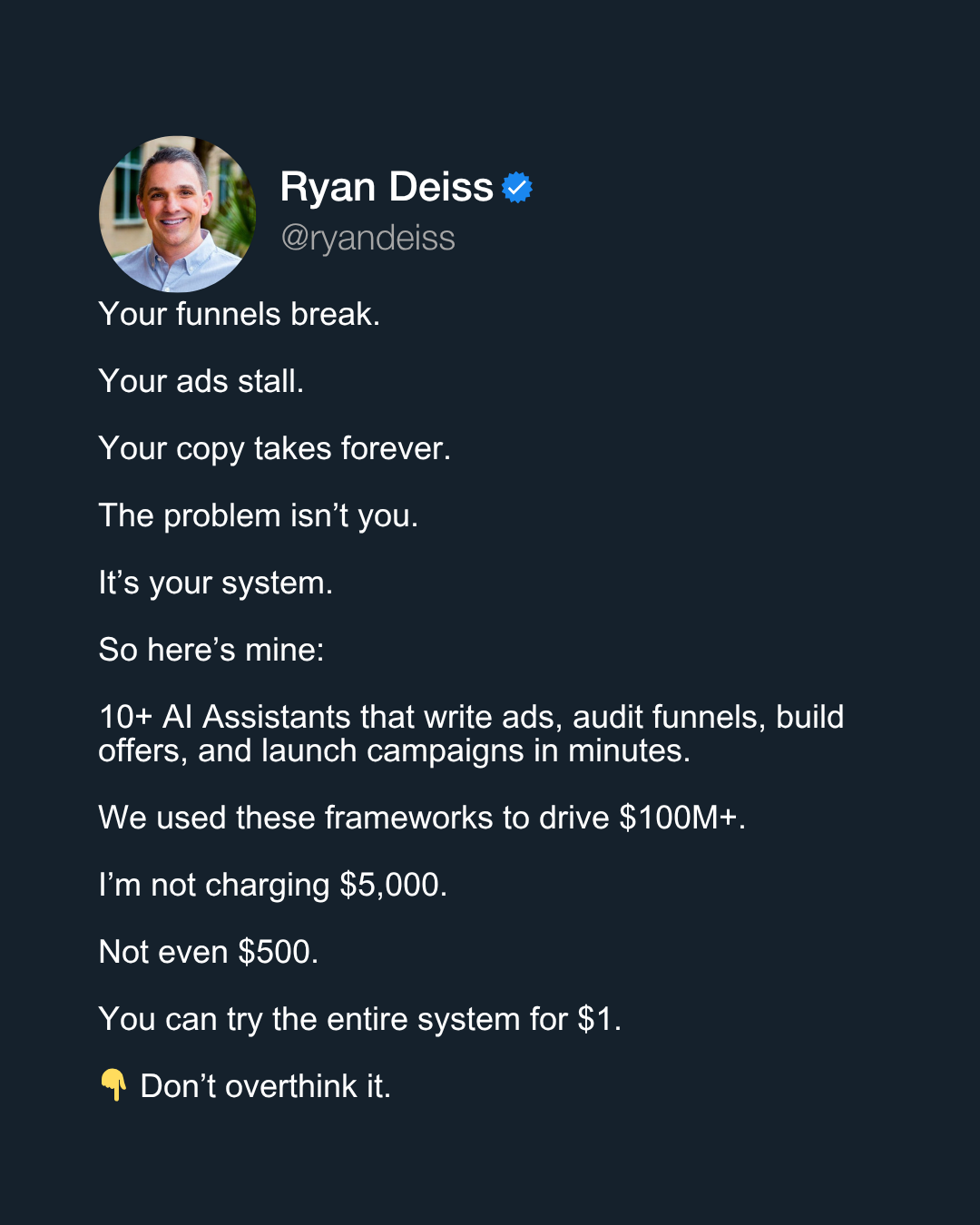 Ryan Deiss Facebook ad