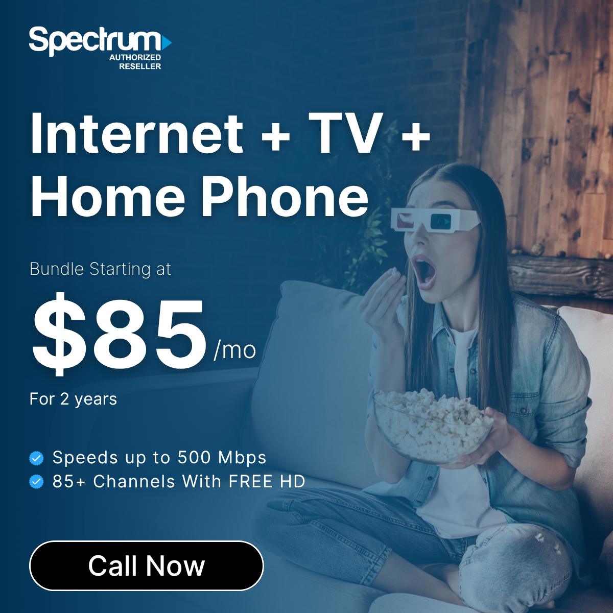 Buytvinternetphone Facebook ad: Spectrum Fiber-Powered Internet
