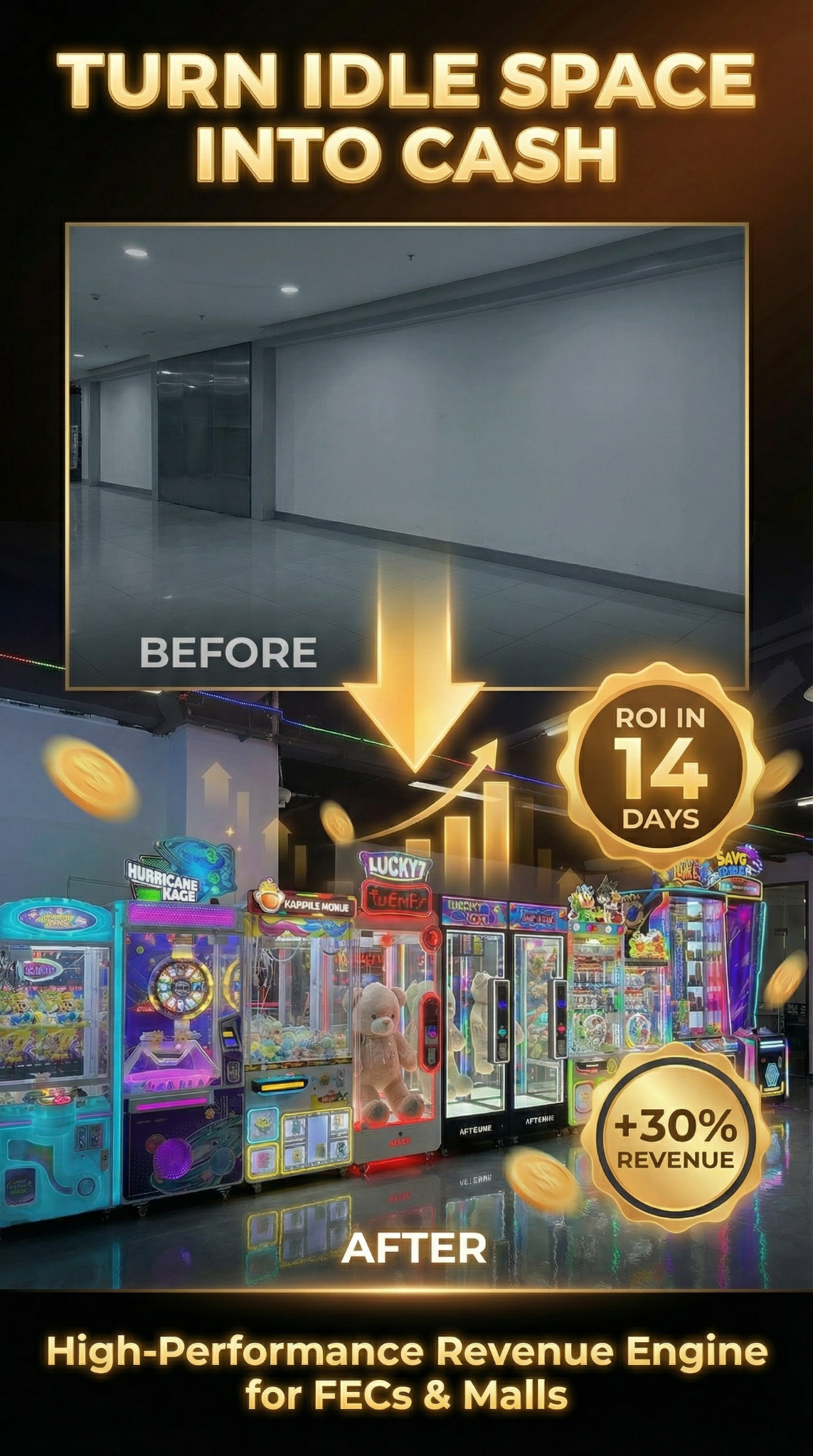 Leon Amusement Facebook ad: Unlock a goldmine in your idle space!
