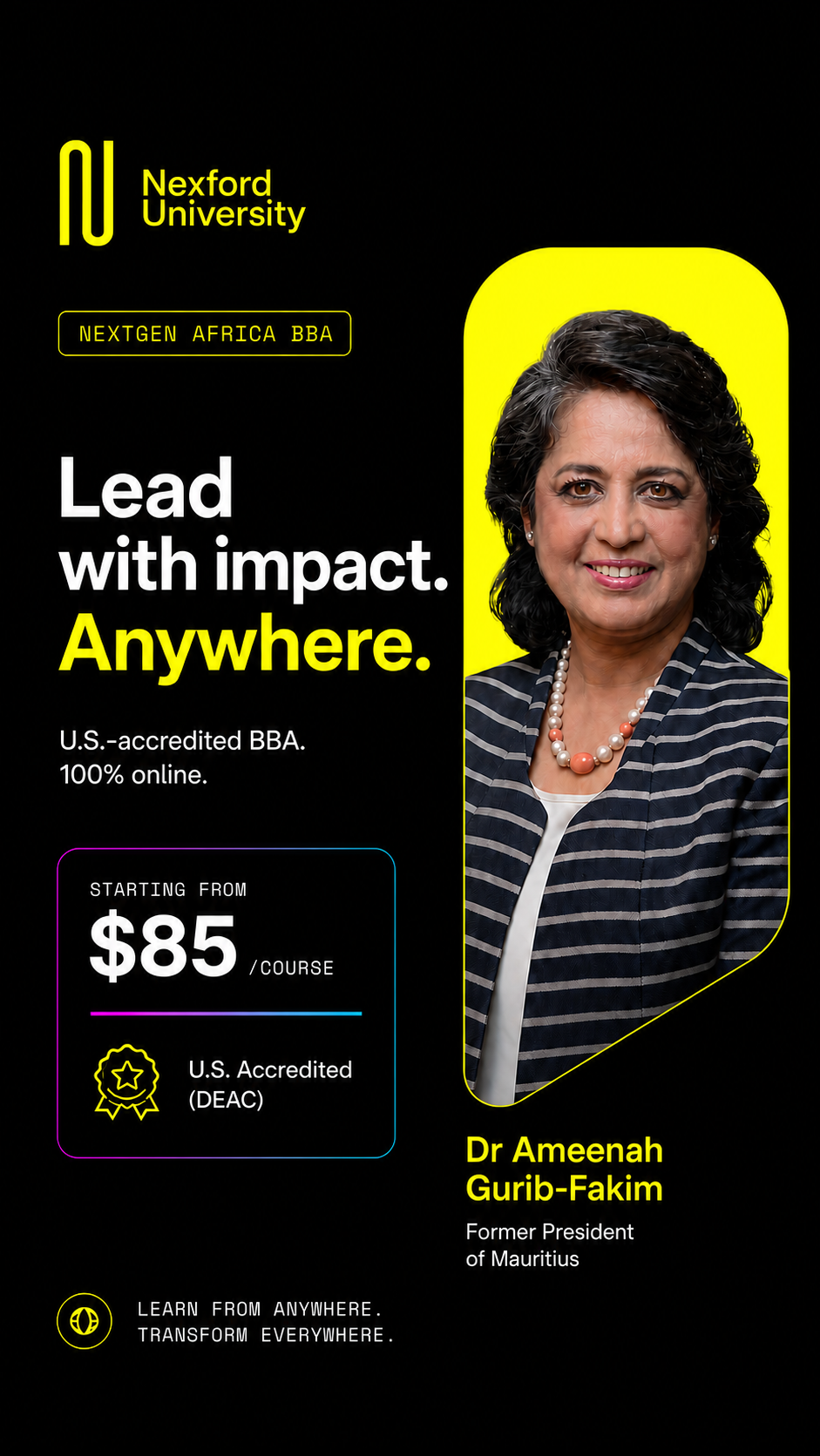 Nexford University Facebook ad
