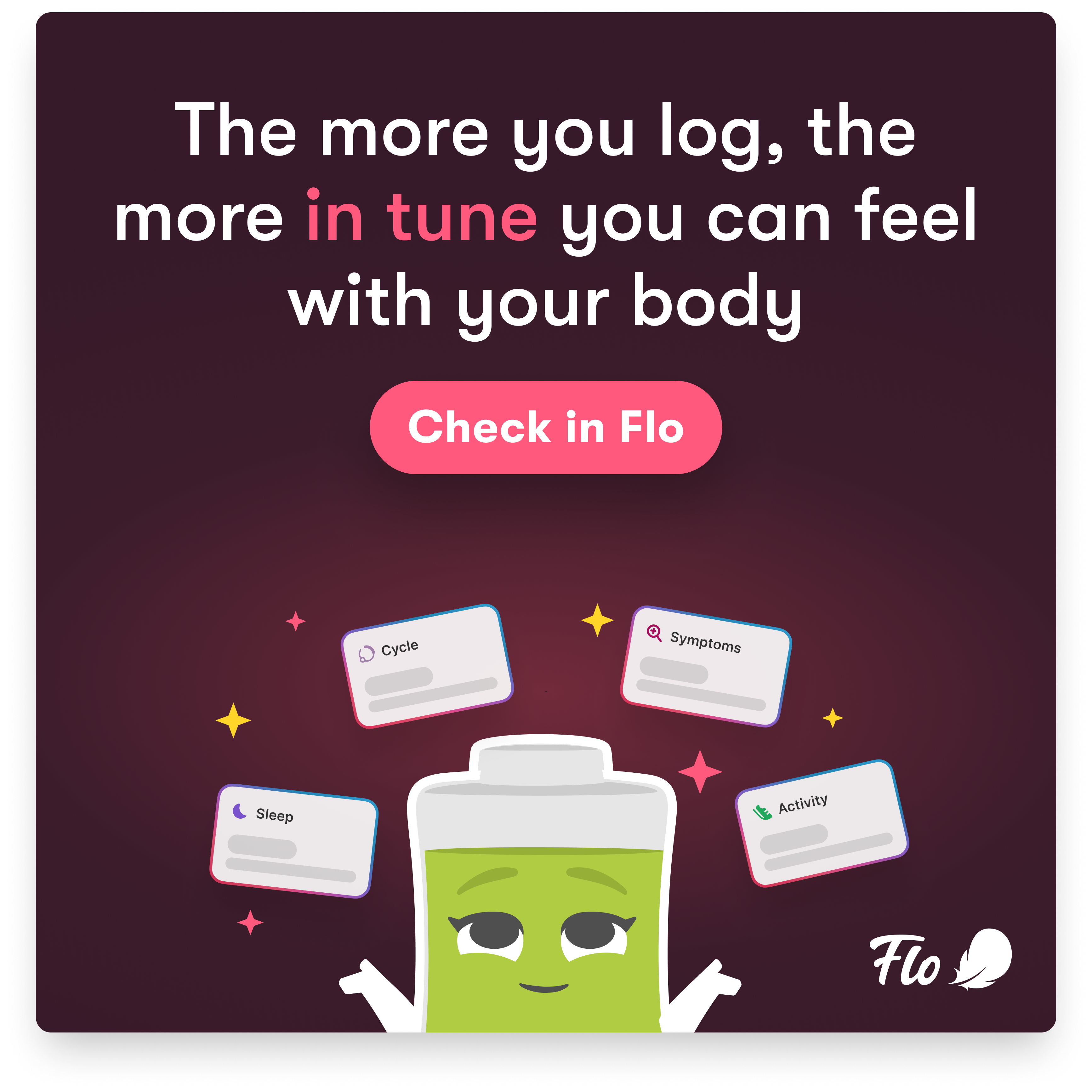 Flo Health App Facebook ad: Start using Flo today!