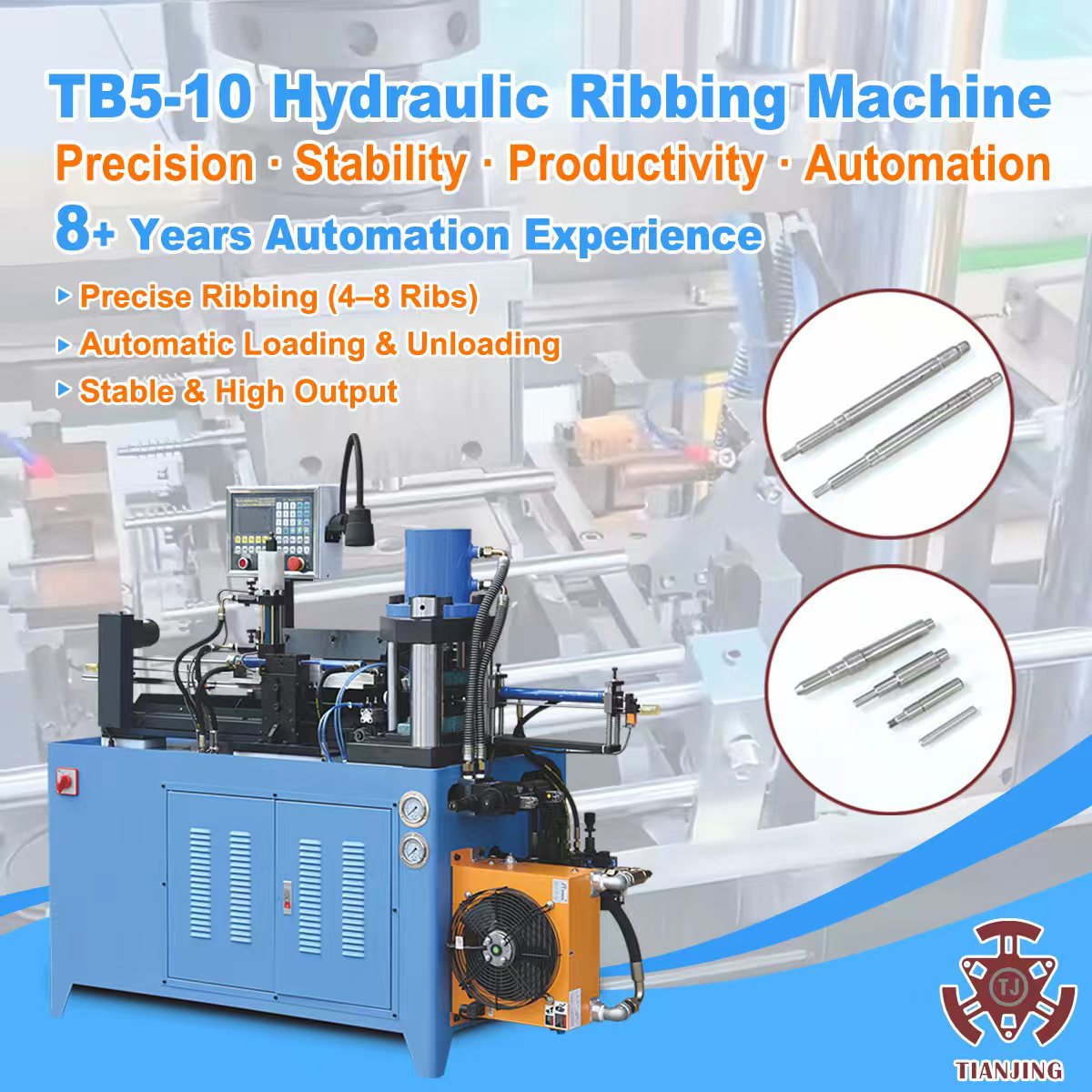 Straightening Machine Manufacturer-Tianjing Automation Facebook ad: Increase Efficiency Using TB5-10 Hydraulic Machine