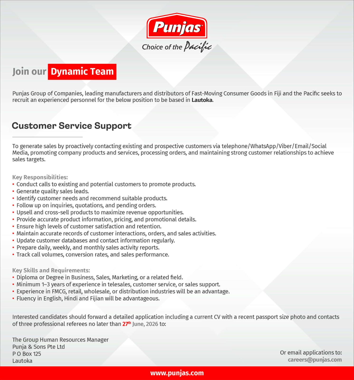 Punjas Fiji Facebook ad
