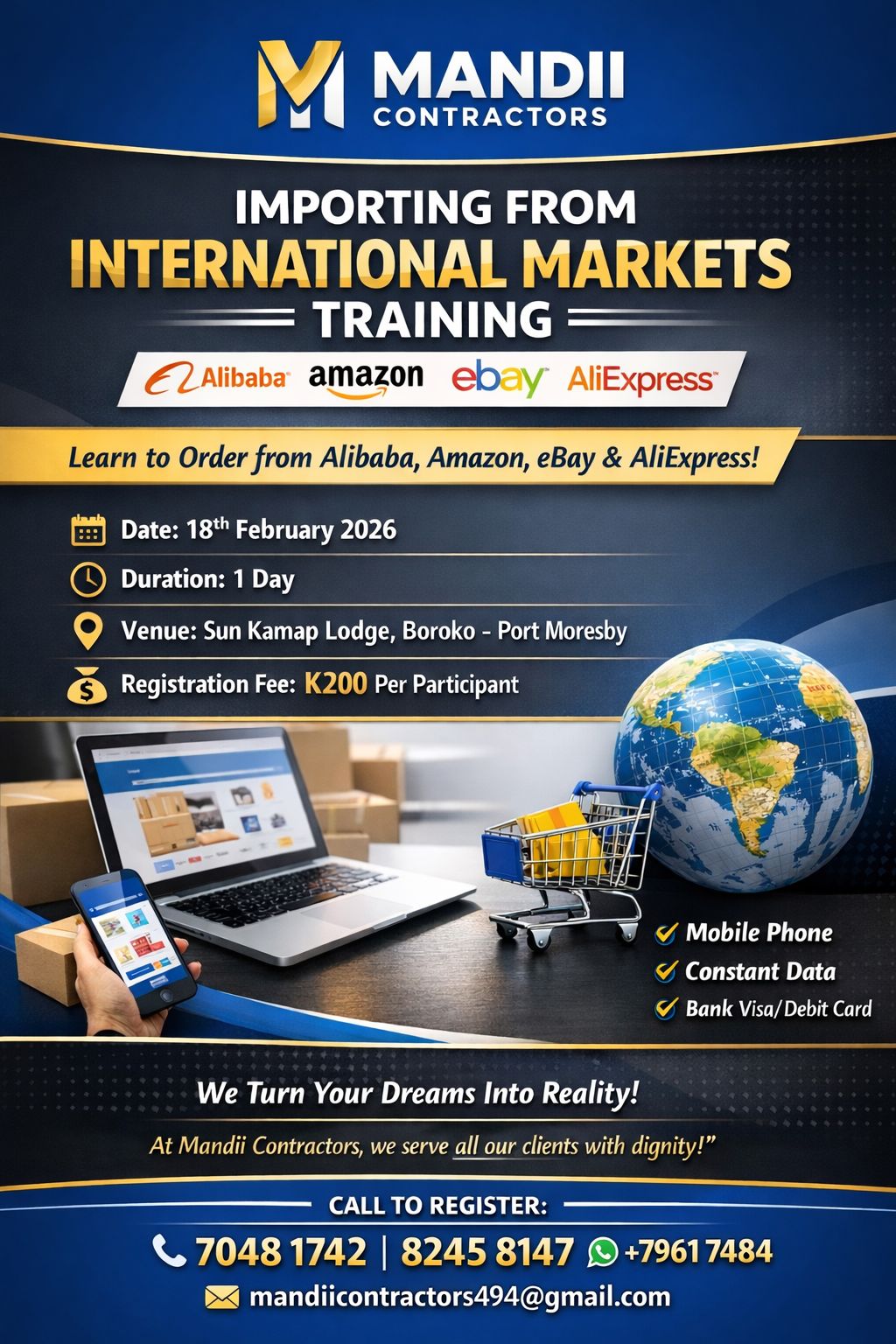 Mandii Contractors Facebook ad: ONLINE TRAINING ANNOUNCEMENT