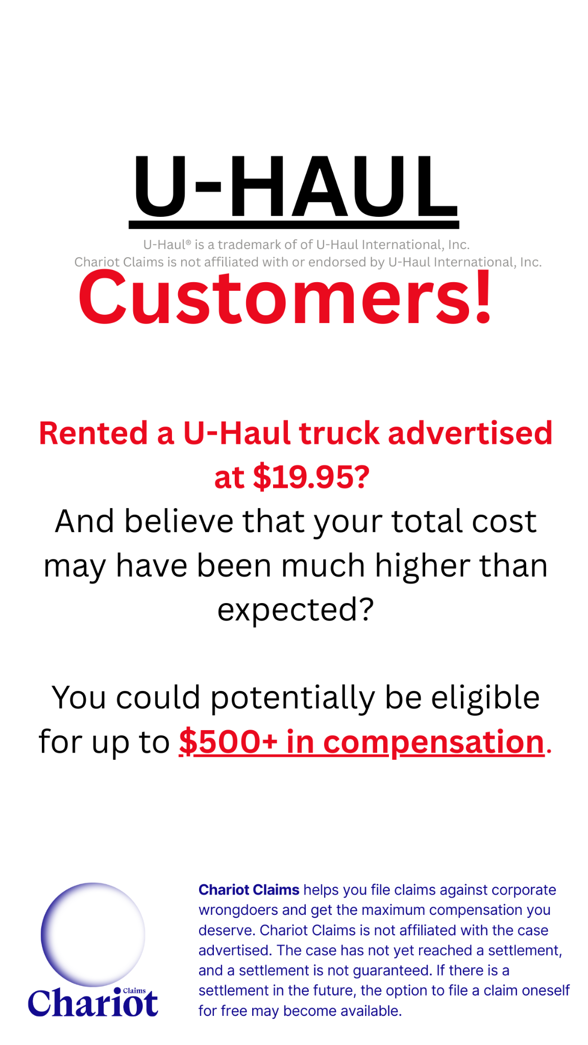 Chariot Claims - formerly ClaimClam Facebook ad