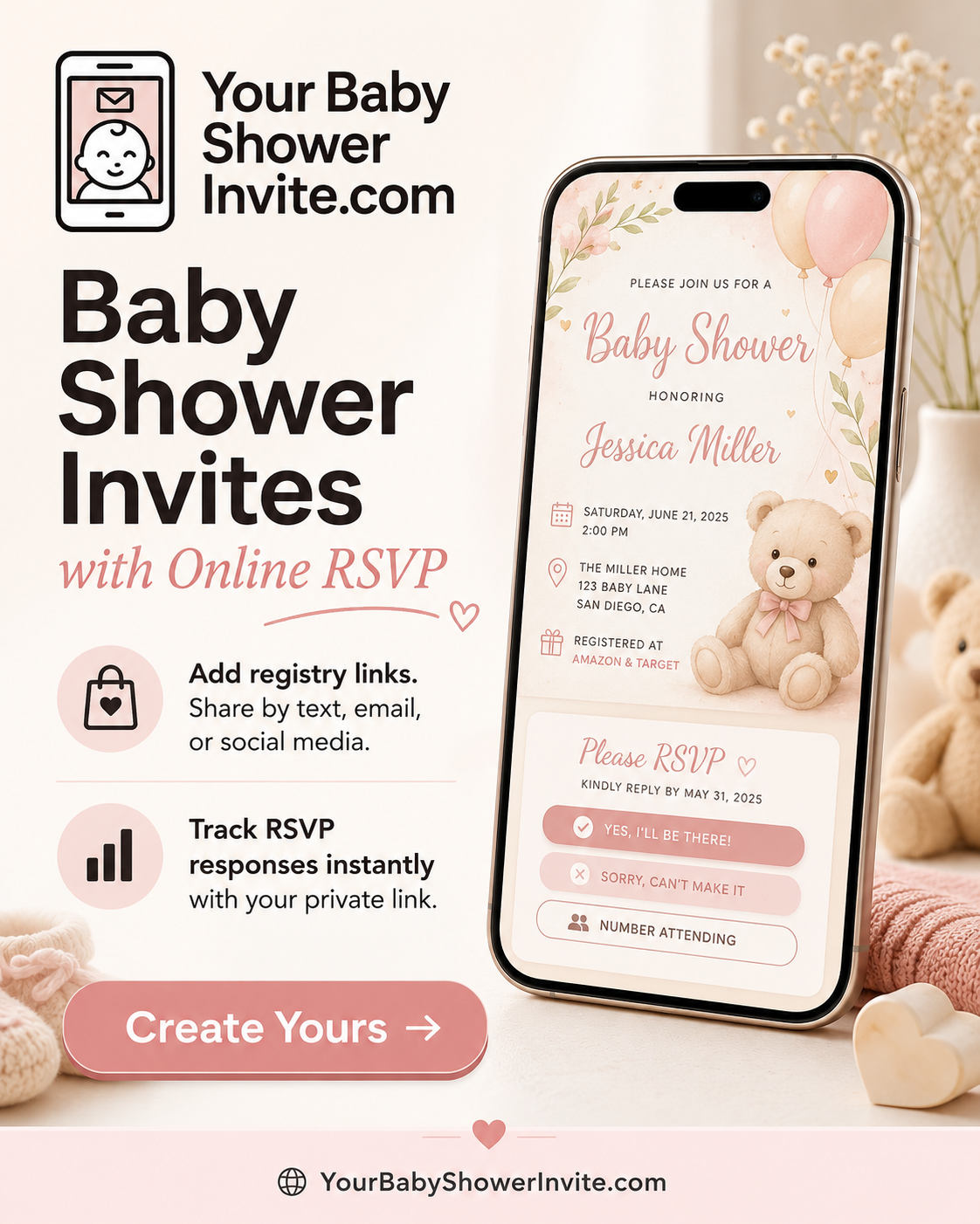 Your Baby Shower Invite Facebook ad: Baby Shower Invites With RSVP
