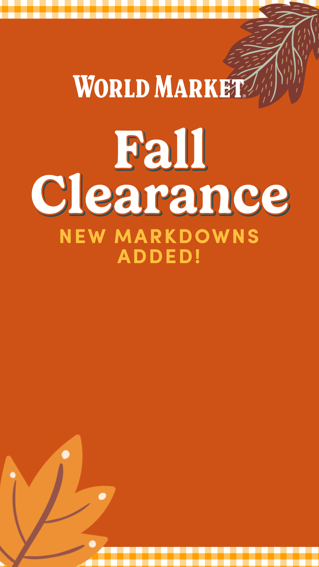 World Market Facebook ad: Shop Unbe-leaf-able Deals