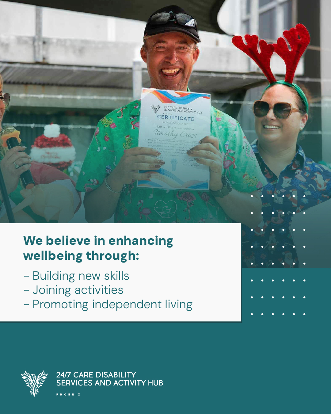 24/7 Care Disability Services and Community Activity Hub Facebook ad from Feb 6, 2026