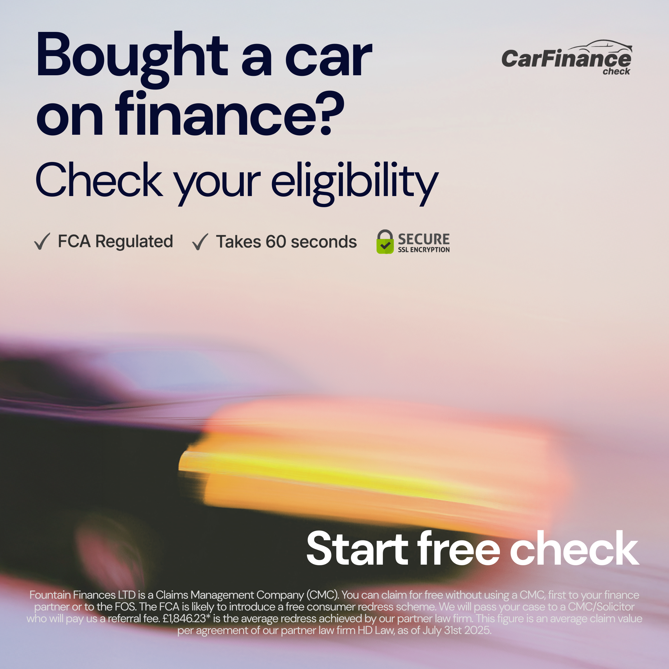 CarFinance Check Facebook ad from Mar 21, 2026