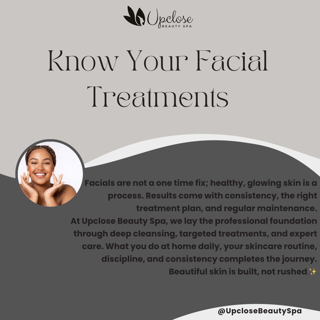 UpClose Beauty Spa Facebook ad: Know your facials!
