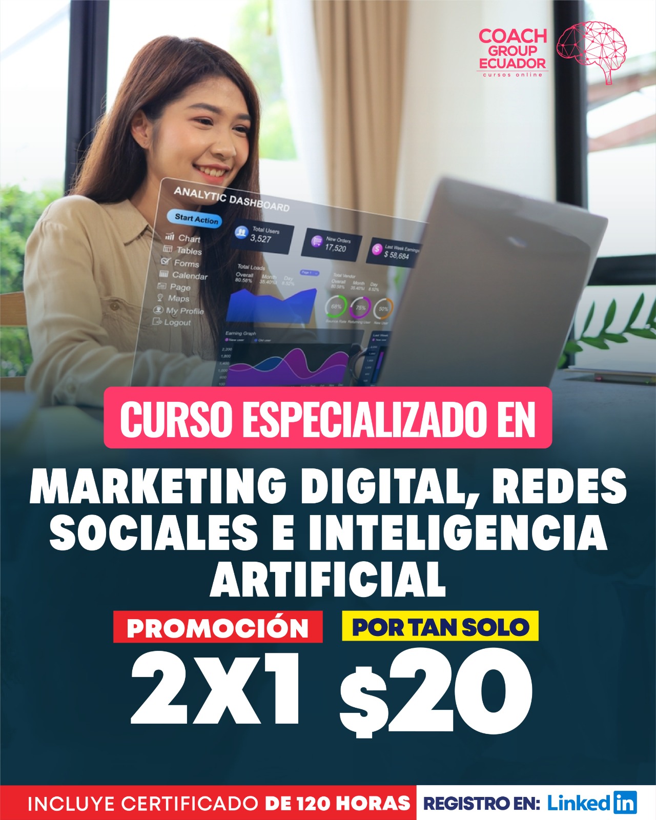 Plataforma Online Coach Group Ecuador Facebook ad: CURSO ESPECIALIZADO DE MARKETING DIGITAL, REDES SOCIALES E…