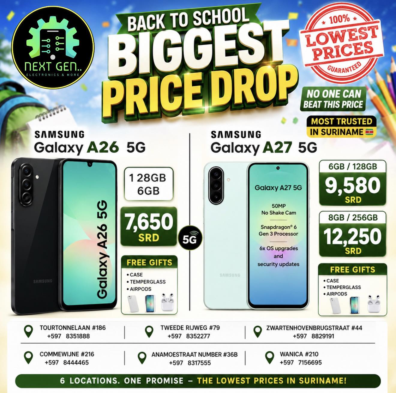 Next Gen Electronics N.V Facebook ad: BACK TO SCHOOL, BIGGEST PRICE DROP!