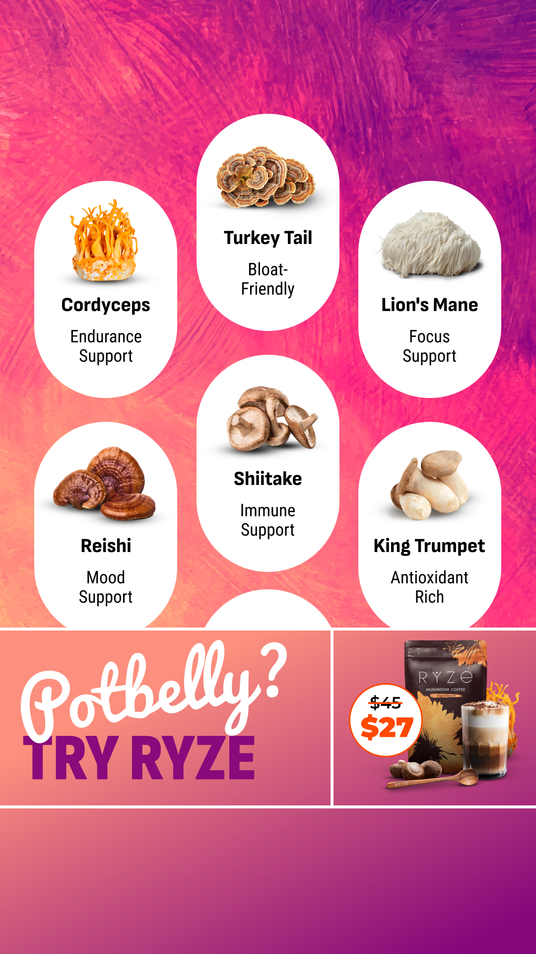RYZE Superfoods Facebook ad