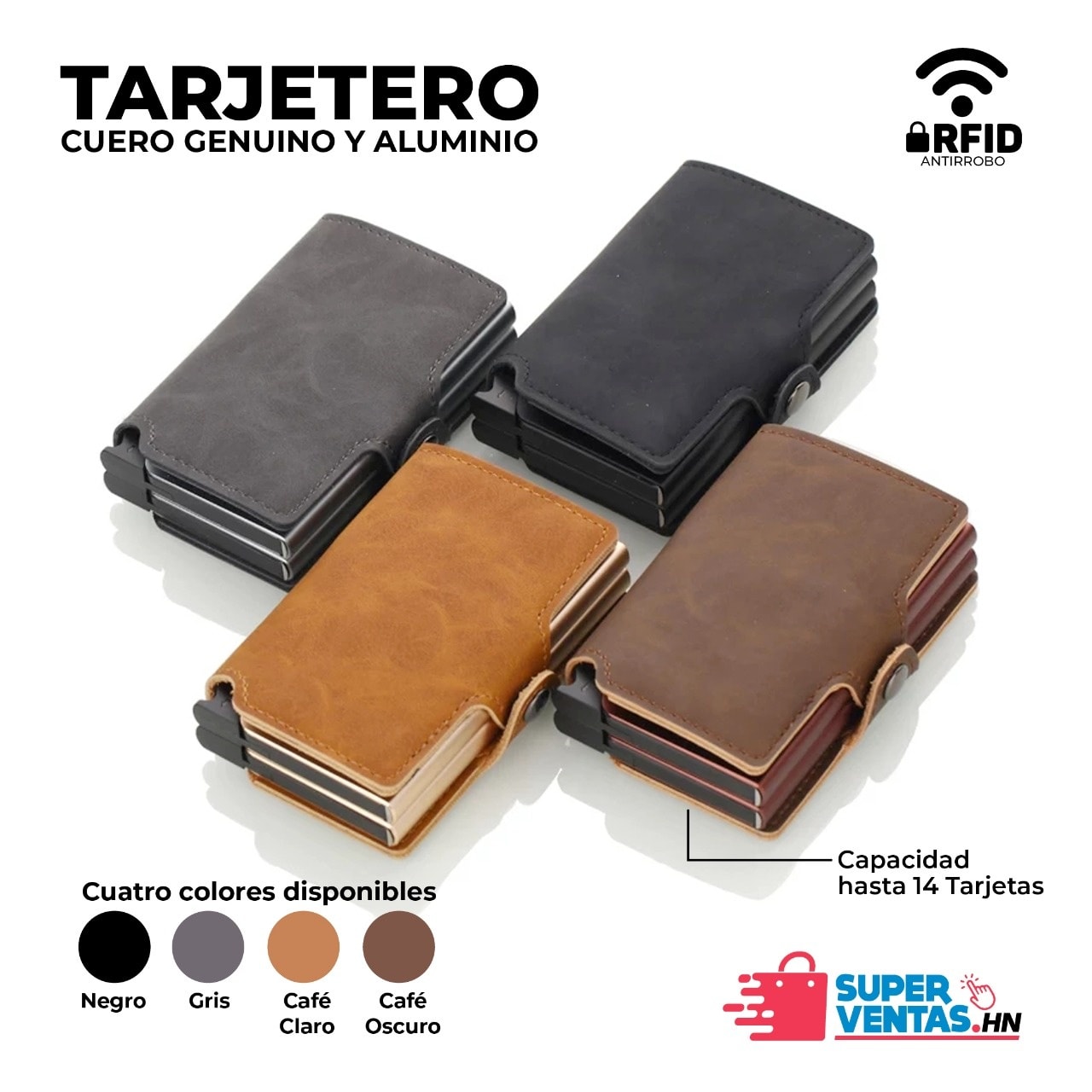 SuperVentas.hn Facebook ad: Capacidad para 14 tarjetas Tarjeteros DOBLE de Cuero…