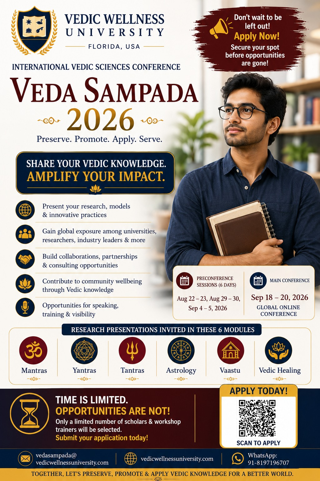 VWU's School of Vedic Studies Facebook ad: Teach Vedic Sciences to a Global Audience