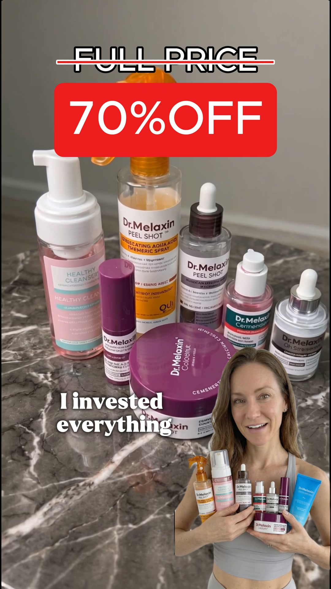 Dr.Melaxin US.official Facebook ad: One Routine. Radiant Skin, Face to Body.