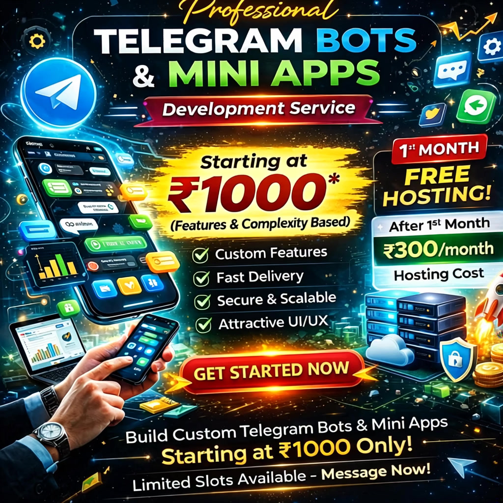 Earning Planer IT Services Facebook ad: Custom Telegram Bots Starting ₹1000