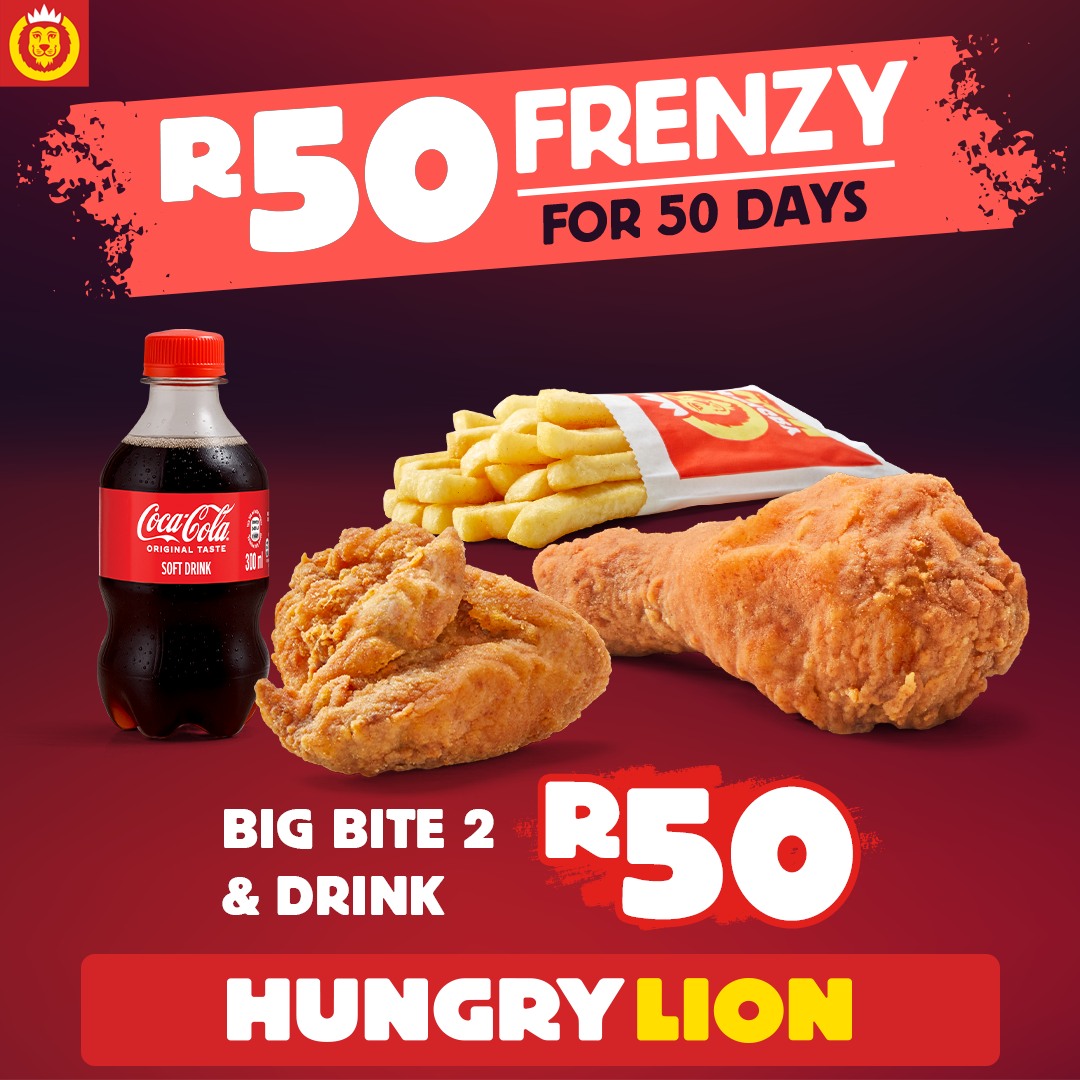 Hungry Lion Facebook ad: R50 Frenzy is HERE!