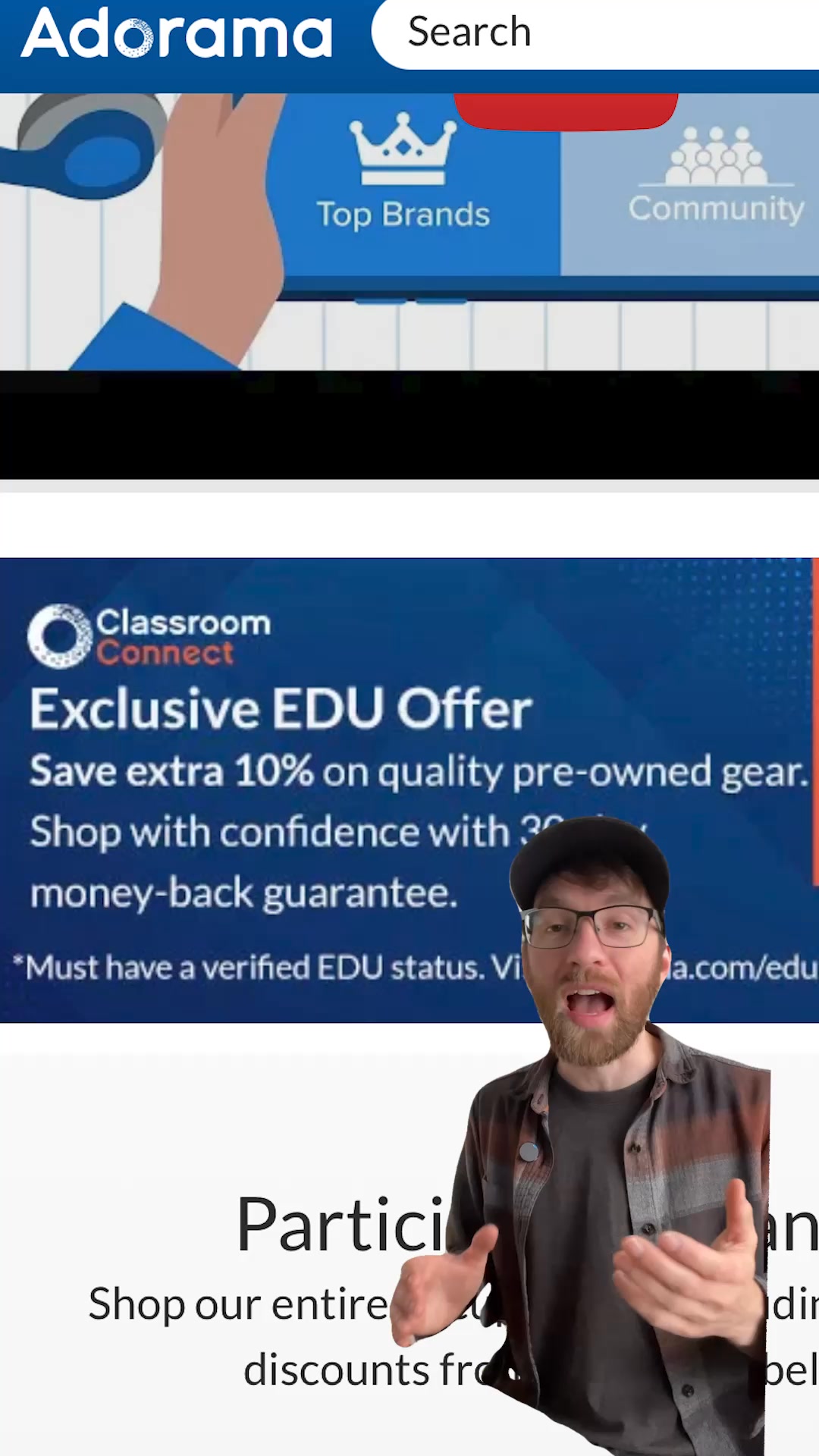 Adorama Facebook ad: 10% Off Used Gear for Students & Teachers