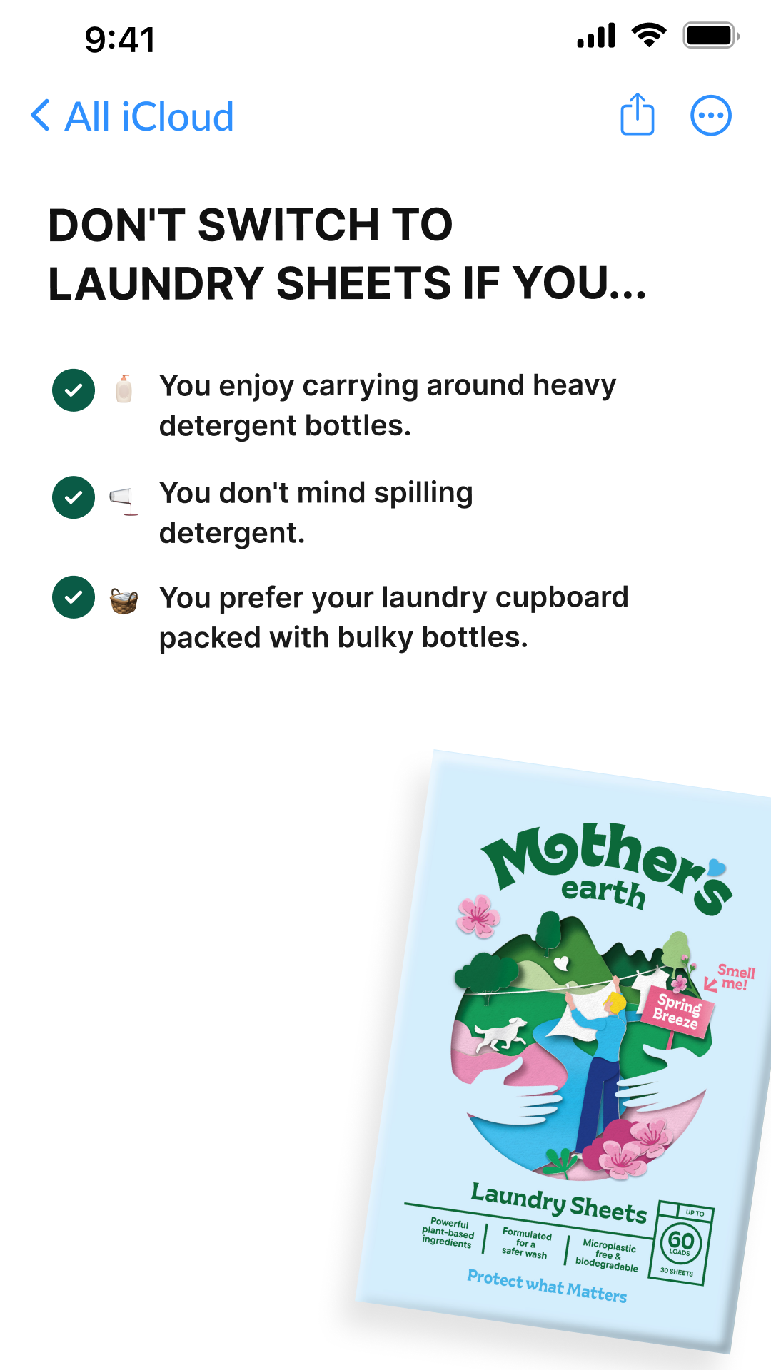 Mothers Earth Facebook ad