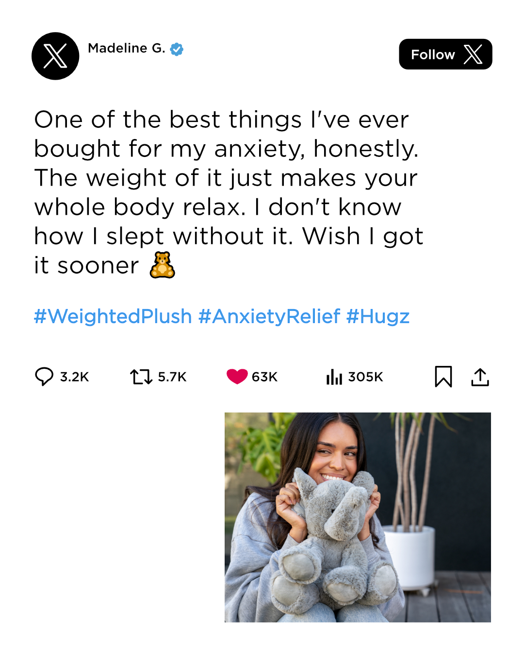 Hugz Weighted Friend Facebook ad