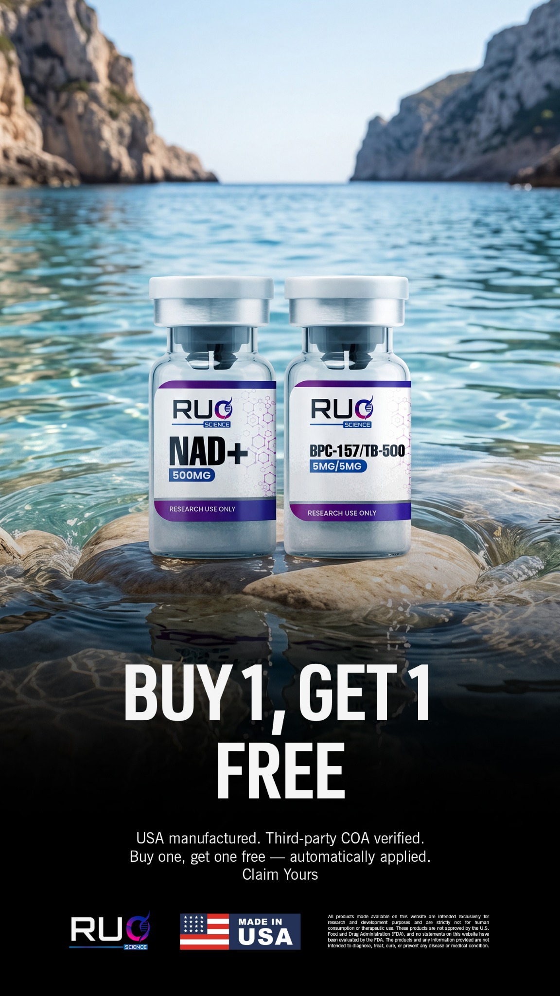 RUO Science Labs Facebook ad: Get Two For The Price Of One.