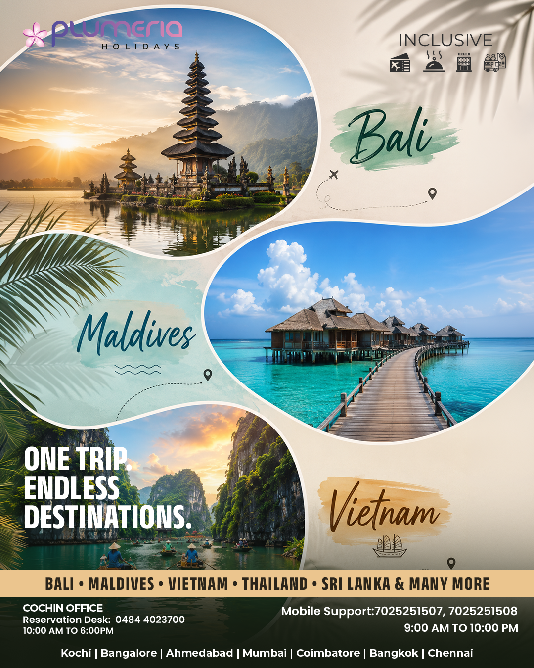 Plumeria Facebook ad: International Tour Packages from Kochi
