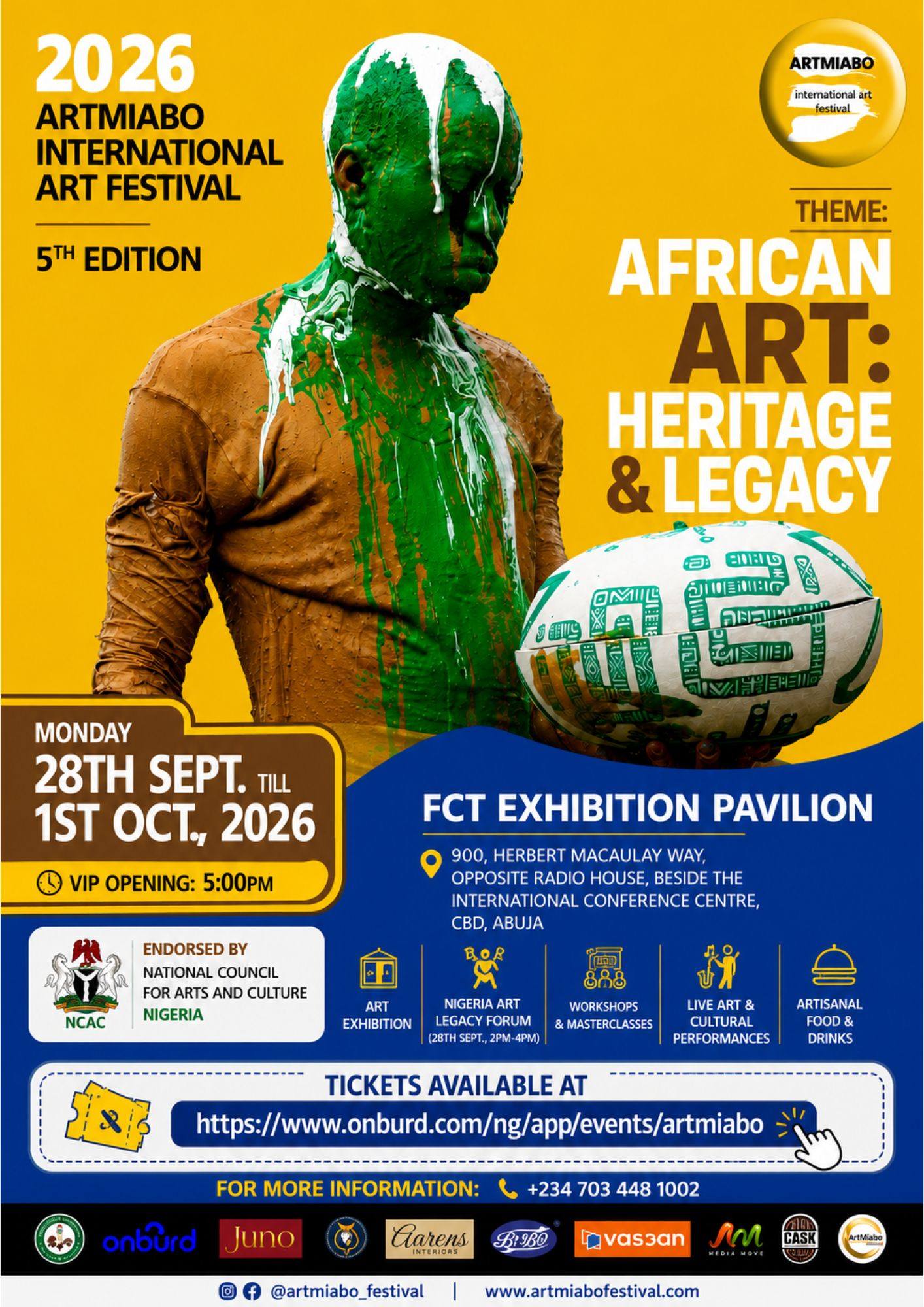 Artmiabofineart Facebook ad: ABUJA, EXPERIENCE AFRICAN ART, HERITAGE & LEGACY.