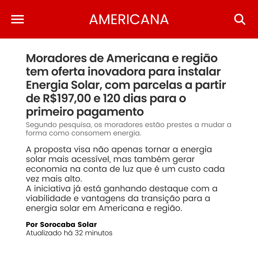 Sorocaba Solar Facebook ad: Converse conosco