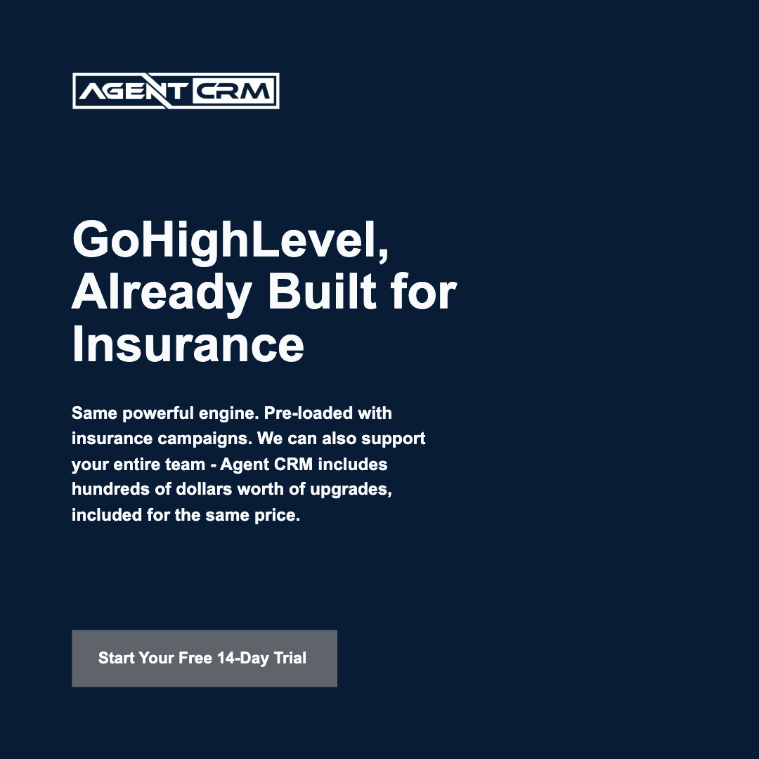 Agent CRM: AI-Powered Sales+Marketing Software Facebook ad: HighLevel, Pre-Loaded for Insurance