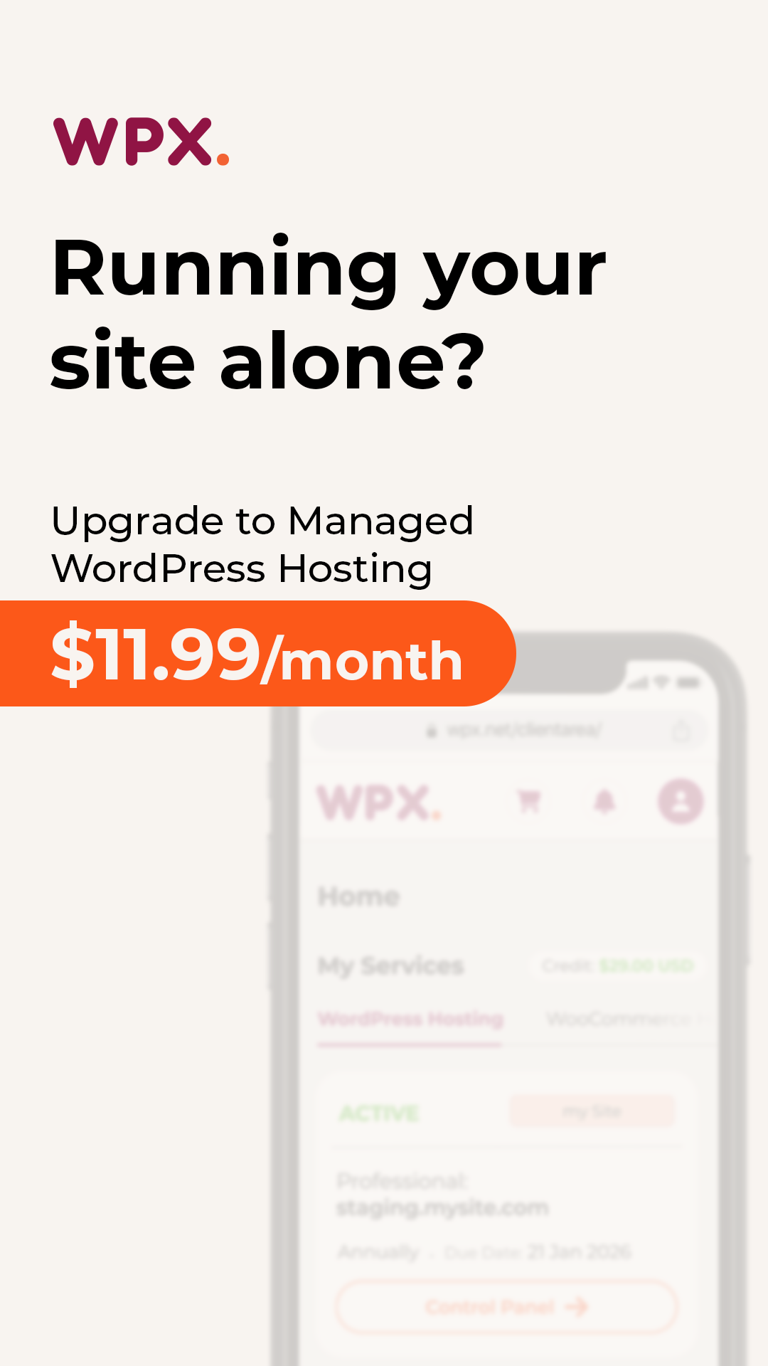 WPX Hosting Facebook ad