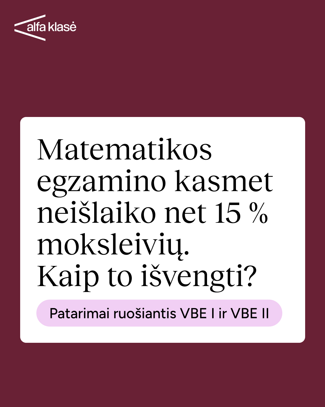 Alfa Klasė Facebook ad
