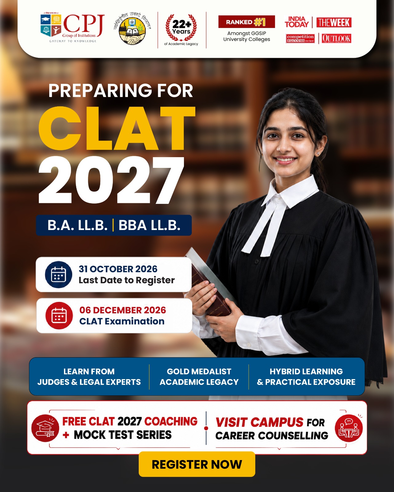 Chanderprabhu Jain College of Higher Studies & School of Law Facebook ad: Crack CLAT 2027 with Free Coaching