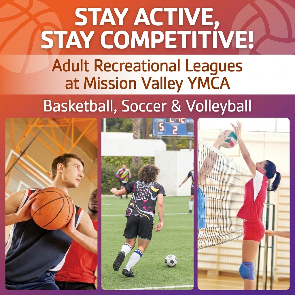 Mission Valley YMCA Facebook ad: From first spikes to clutch three-pointers, get back…