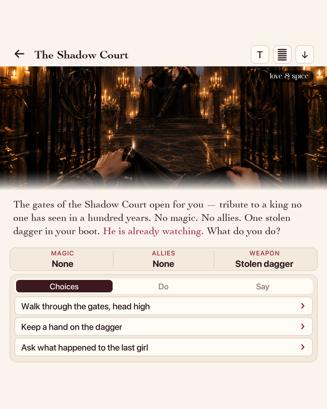 Love & Spice Facebook ad: Start Your Interactive Romance
