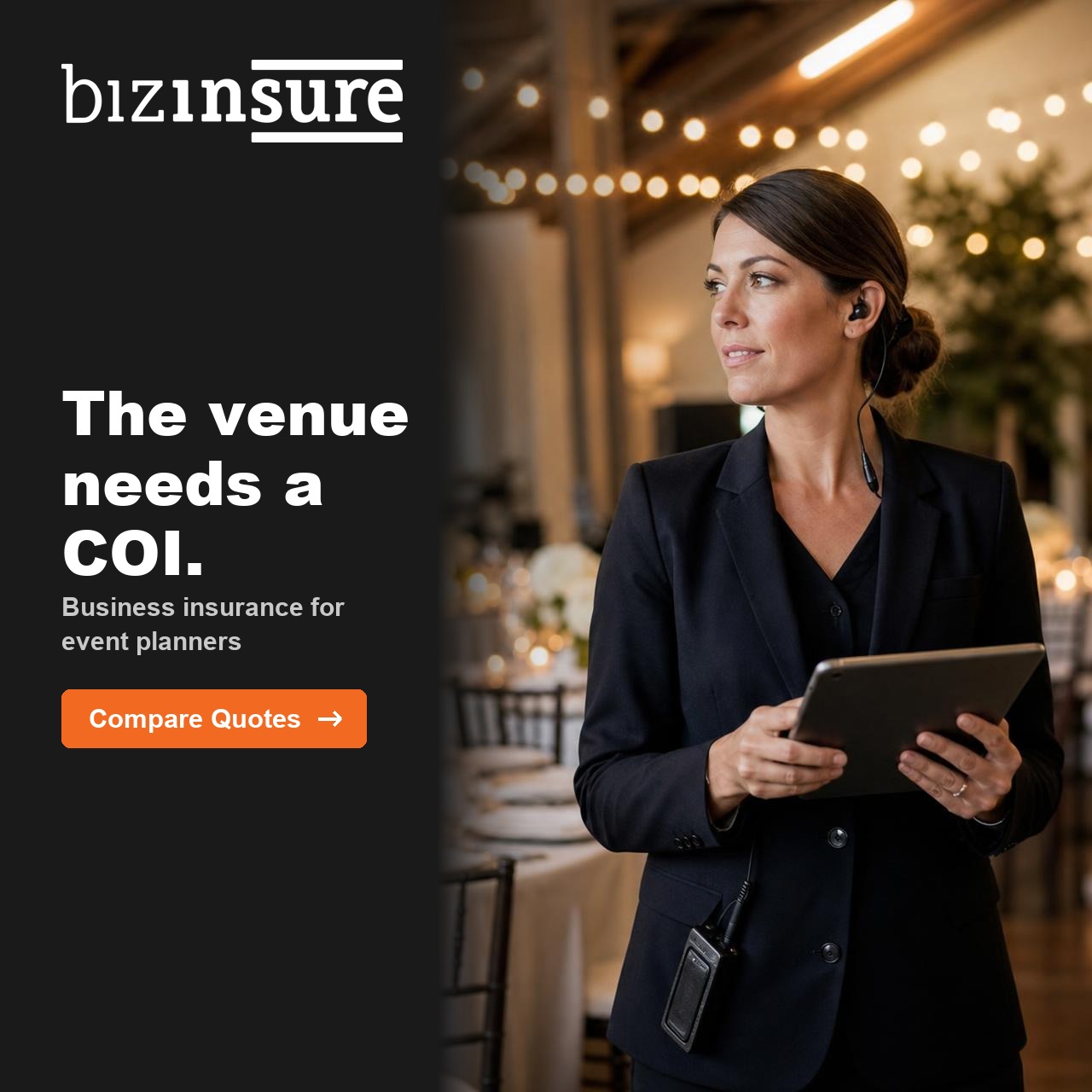 BizInsure Facebook ad: Your venue asked for insurance?