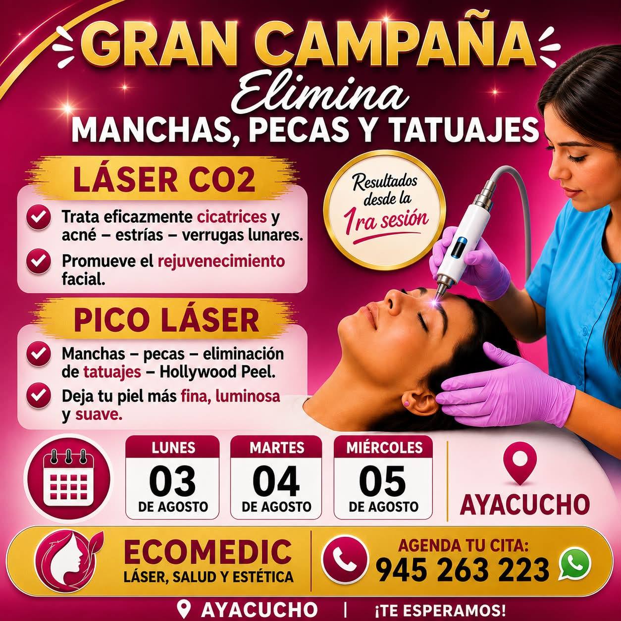 Ecomédic Láser y Estética Integral Facebook ad: GRAN CAMPAÑA DE REJUVENECIMIENTO FACIAL en AYACUCHO