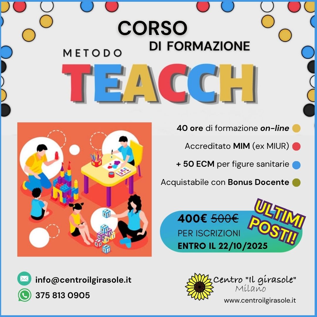 Centro Il girasole Milano - riabilitazione, educazione, formazione Facebook ad: Corso approccio TEACCH + 50 ECM* | ACCREDITATO MIM (+ 0,5…