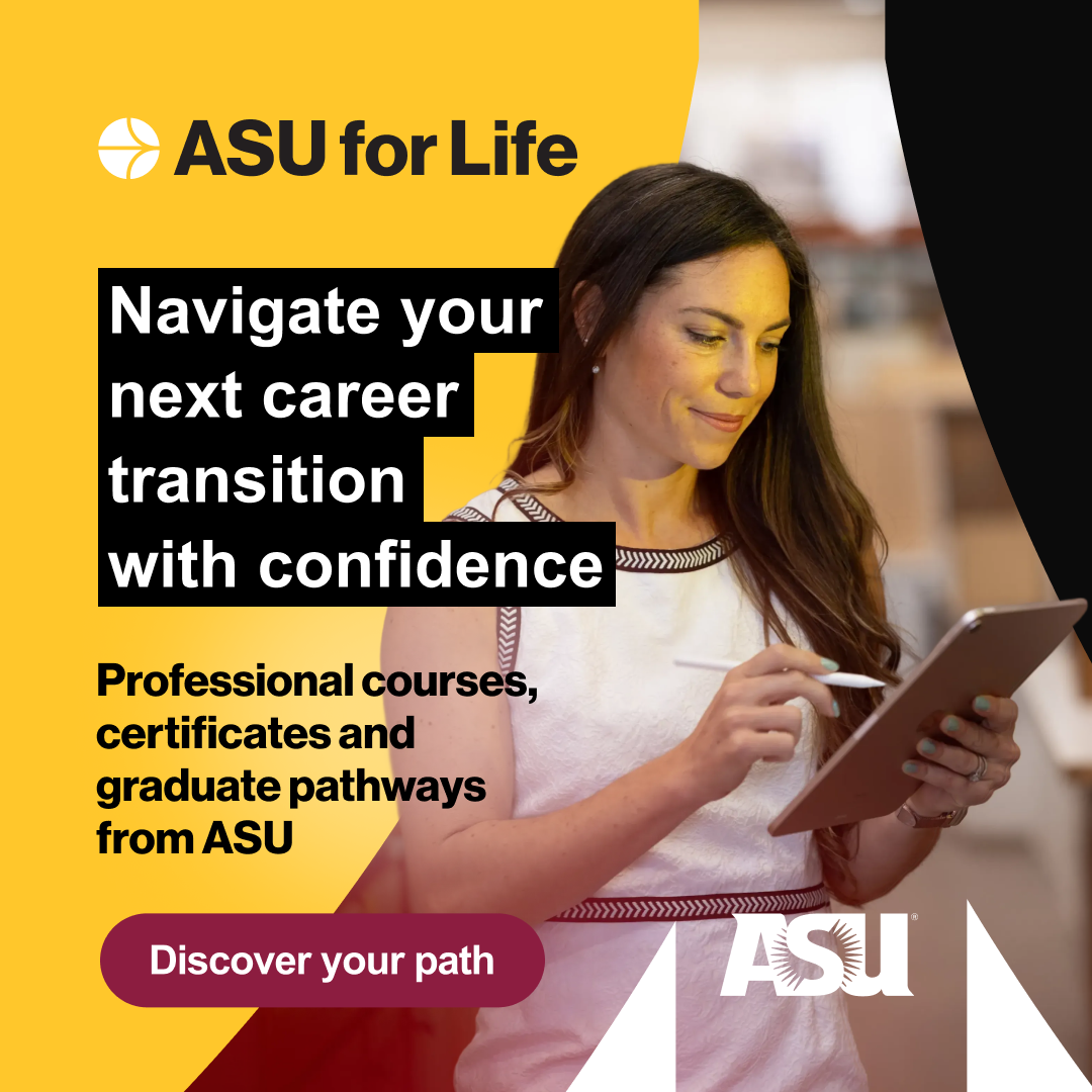 ASU for Life Facebook ad: Introducing ASU for Life: Explore Career Certificates