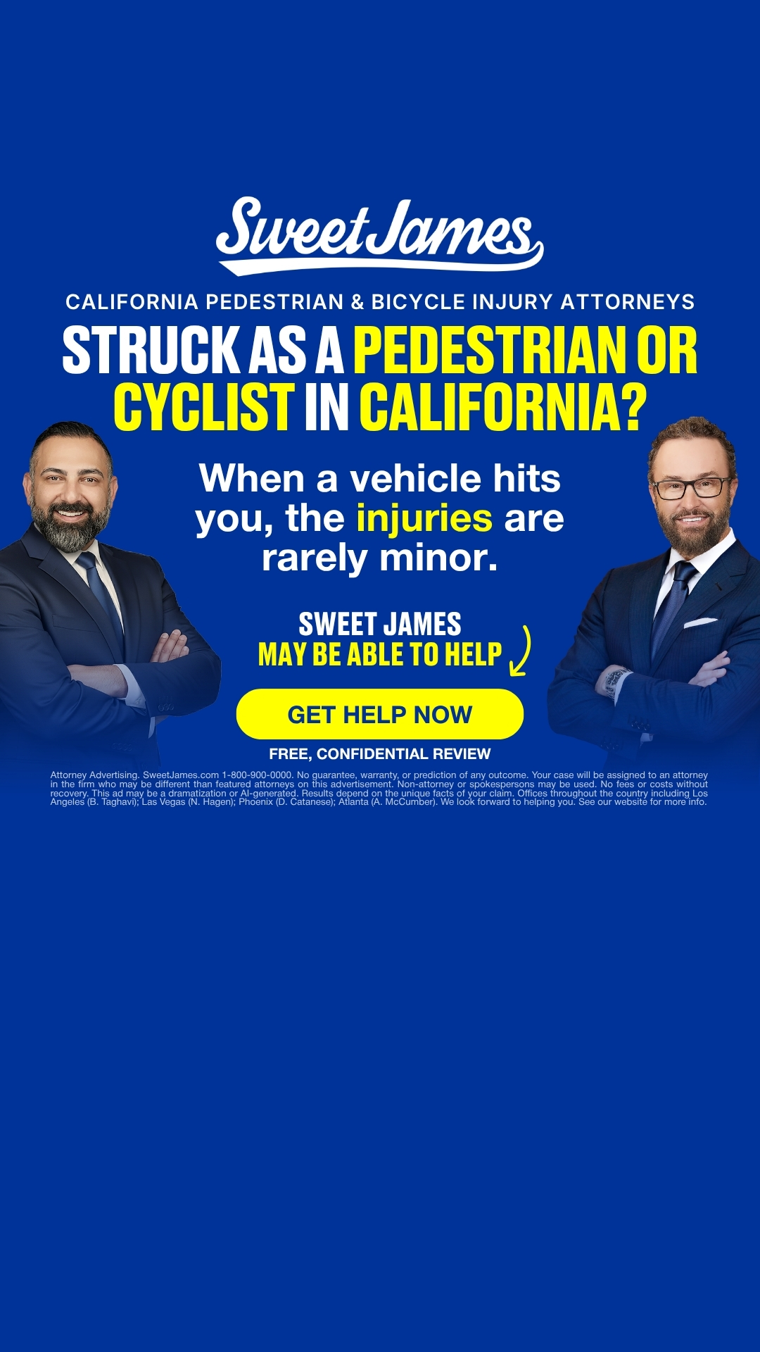 Sweet James Accident Attorneys Facebook ad: California Accident Lawyers