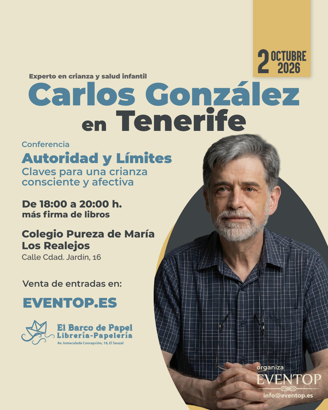 Eventop Facebook ad: Carlos González en Tenerife, con la conferencia Autoridad…