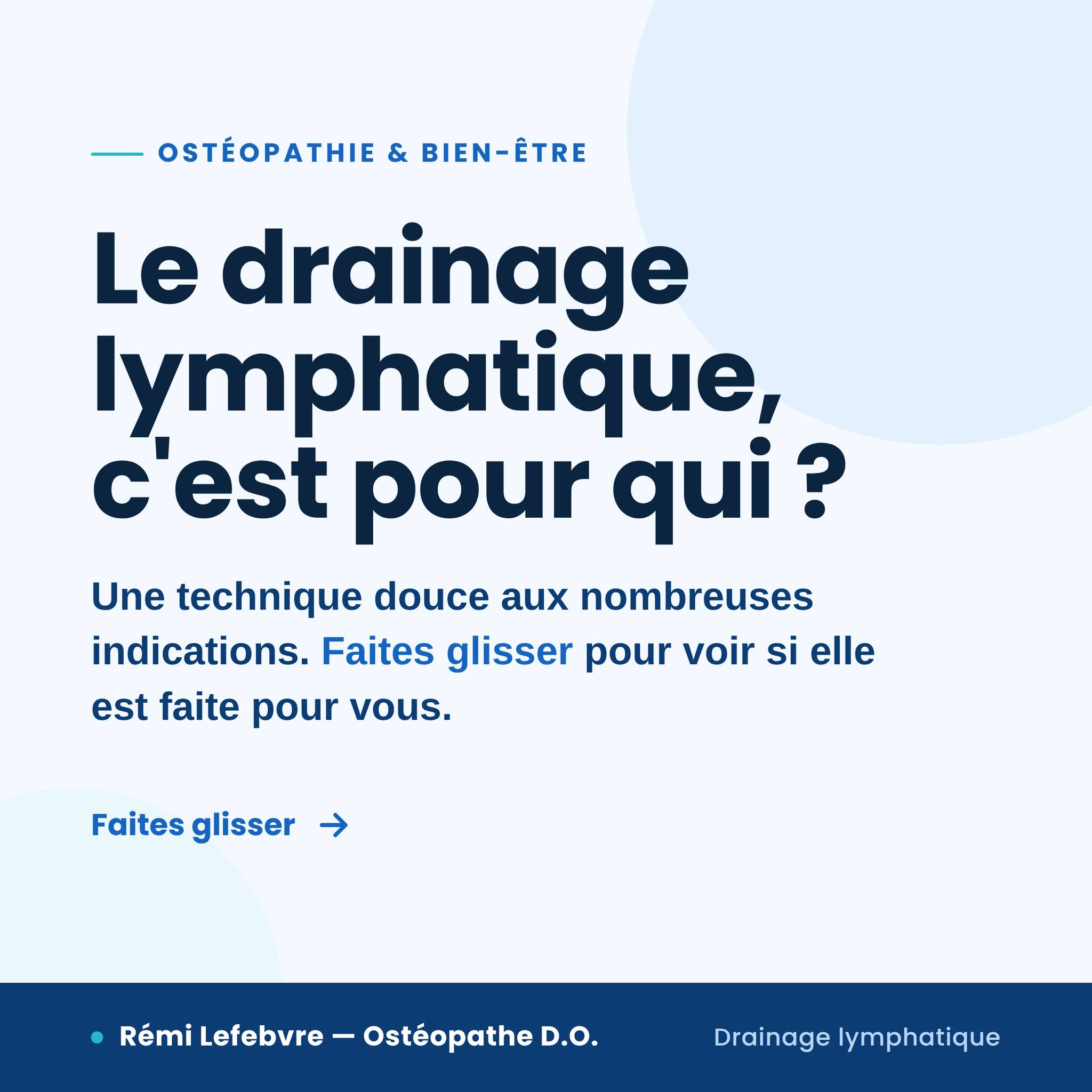 Cabinet Ostéopathie & Drainage lymphatique Criel sur Mer Lefebvre & Sedard Facebook ad: Le drainage lymphatique, c'est pour qui?
